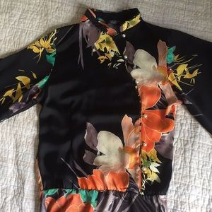 Zara petite Asian cheongsam style floral bodysuit